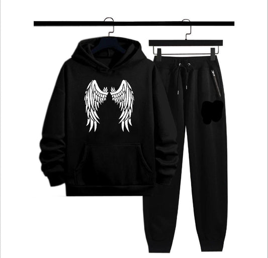 Men High Quality Winter Wings Printed Hoodie + Trouser Track Suit for men