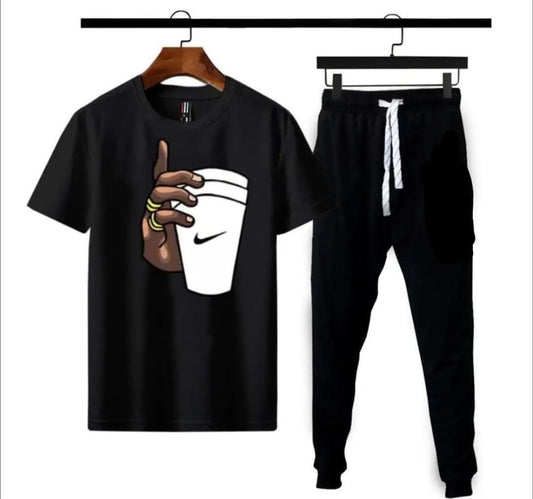 2 Pcs Men's Polyester Dri Fit Printed Track Suit