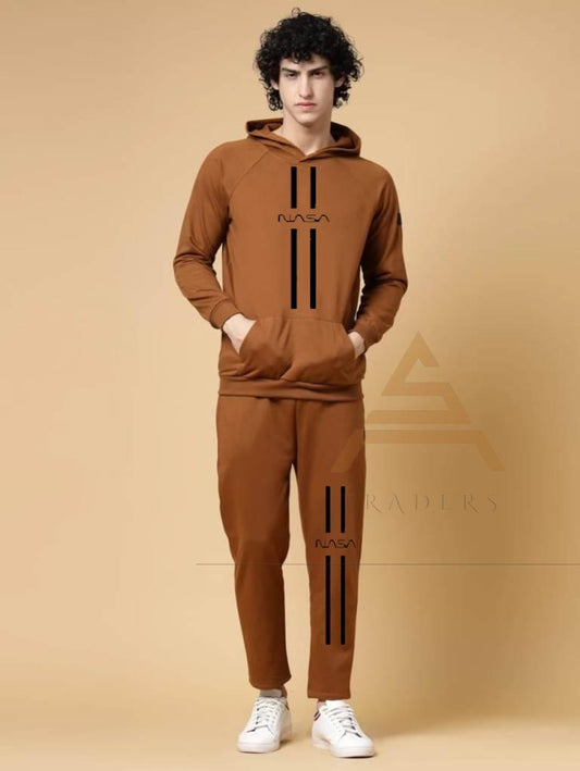 2 Pcs Men's Fleece Printed Hoodie Track Suit