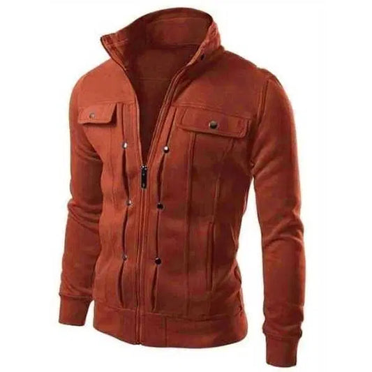 Men's Mexican Plain Fleece Jacket- Maroon